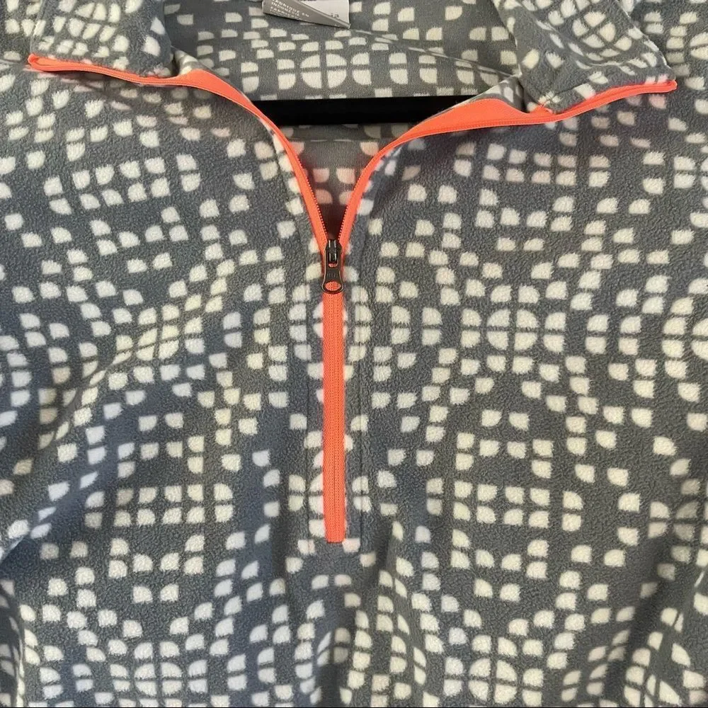Columbia Gray & White with Pink Detail Ling Sleeve Fleece Three Quarter Zip Up - Picture 5 of 7